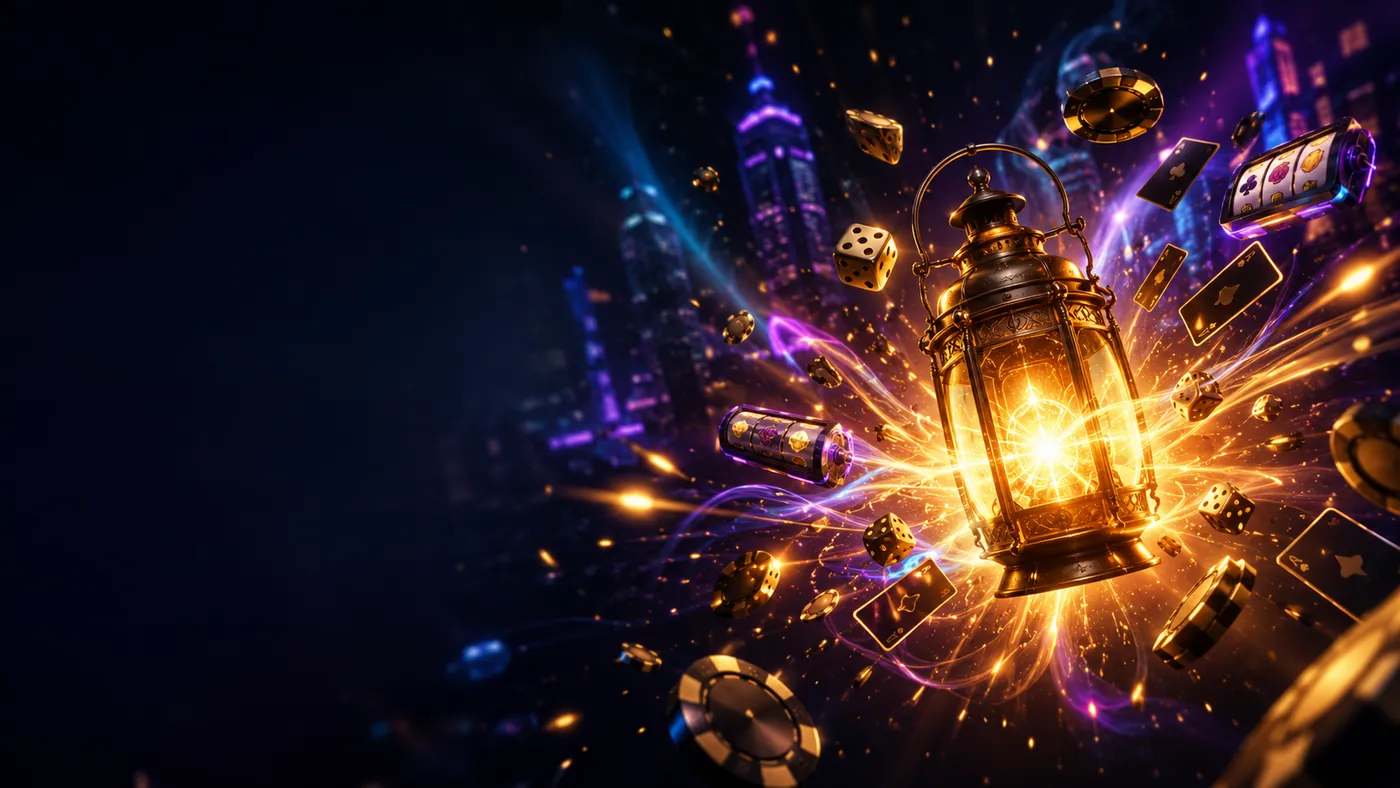 Casino Lantern artwork: a glowing lantern over Australian online casinos